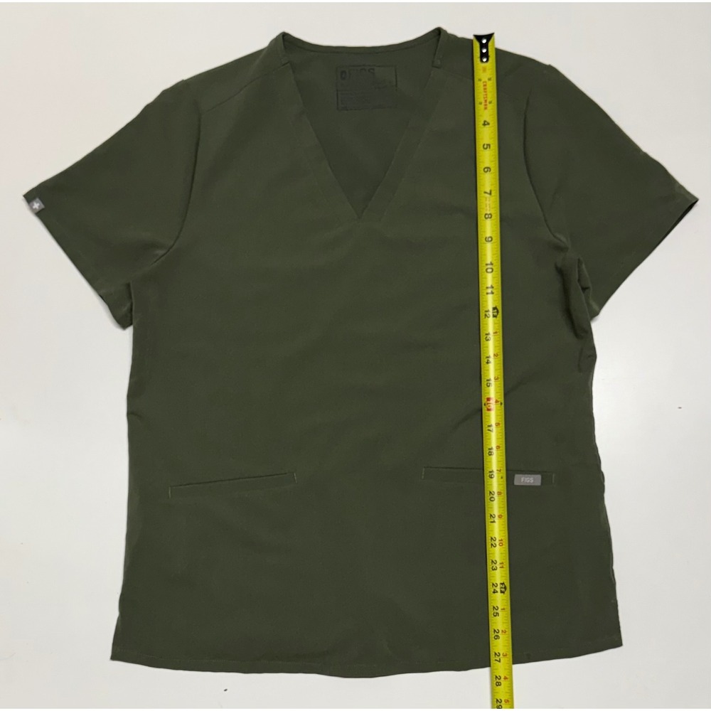 FIGS Casma Three Pocket Scrub Top Dark Olive Green V-Neck Mens Large FW1100